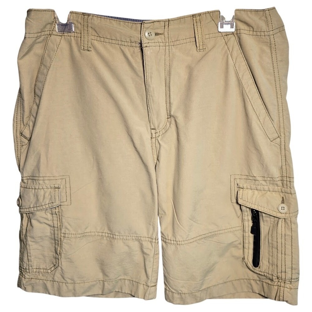WearFirst Cargo Shorts Mens 32 Khaki Ripstop Stretch Hiking Outdoor Multi Pocket